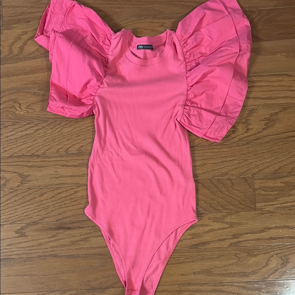 Zara Pink Ruffle Bodysuit